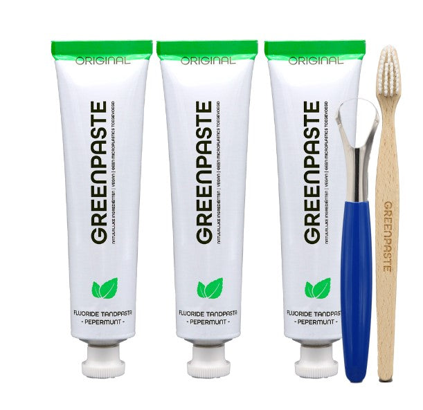 Original pepermunt met tongschraper & tandenborstel - Gratis verzending