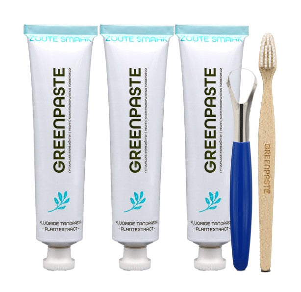 Plantextract zoute smaak met tongschraper & tandenborstel - Gratis verzending